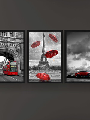 Quadro londres paris red moldura preta