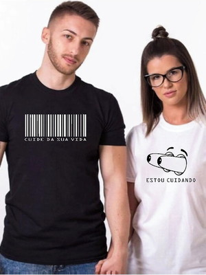 Kit camisetas de casal blusa de casal cuide da sua vida