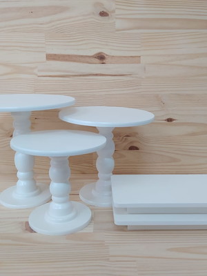 Kit aniversário boleira bandeja mdf pintado branco