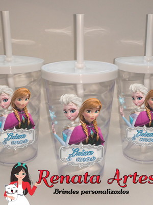 Copo com canudo 500ml frozen