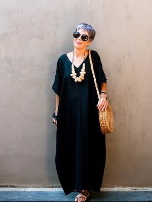 Caftan túnica tricoline vestido boho chic casual