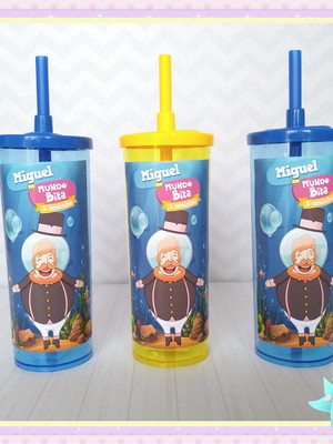 Copo long drink com tampa fundo do mar bita