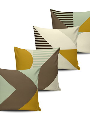 Kit 4 capas almofadas geometricas marrom colors 45x45cm