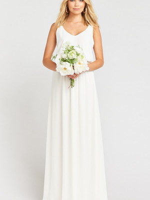 Vestido noiva boho chic simples clean civil longo