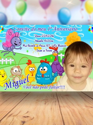 Convite personalizado com imã - 10x7 cm - galinha pintadinha