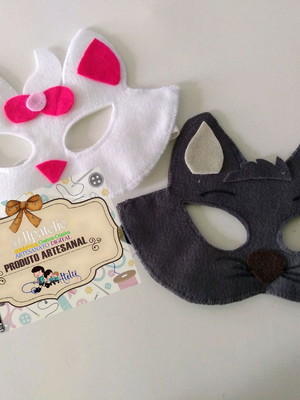 Kit com 20 máscara em feltro - gata marie