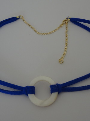 Choker - fio antílope azul - madrepérola