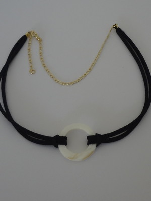 Choker - fio antílope preto - madrepérola