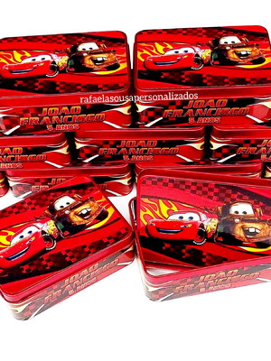 Lata retangular para doces carros