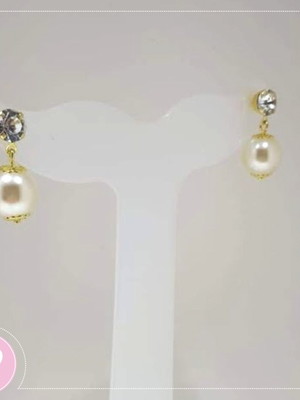 Brinco delicado com strass e pérola | bpper