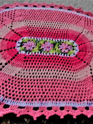 Tapete de crochê cor rosa