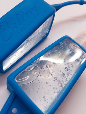 Chaveiro álcool em gel personalizado + frasco 220 un