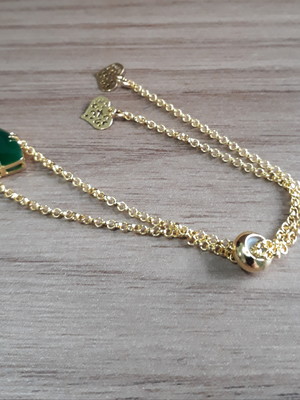 Pulseira folheada ouro 18 k com zircônia esmeralda
