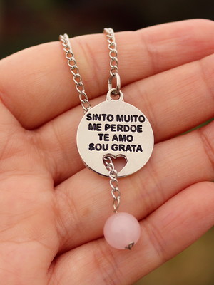 Colar ho´oponopono - quartzo rosa