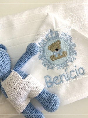 Toalha de banho com capuz com ursinho