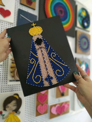 Nossa senhora - quadro string art - prego e linha