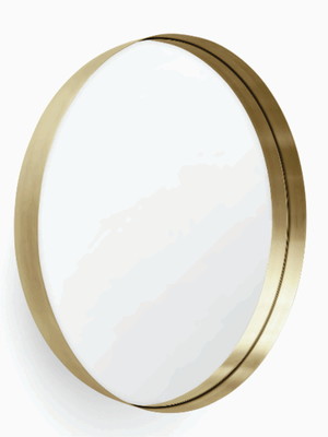 Espelho redondo 90cm aço dourado
