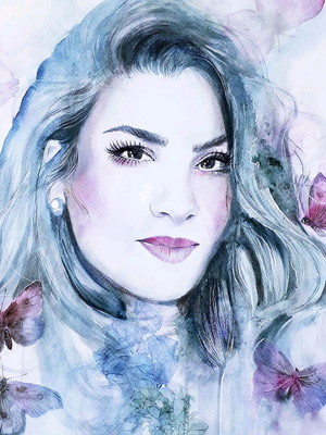Pintura de retrato artístico em aquarela