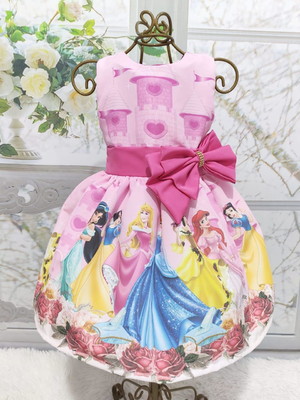 Vestido princesas da disney - tamanho 2 ao 8