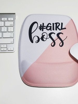 Mouse pad retangular com apoio - girl boss