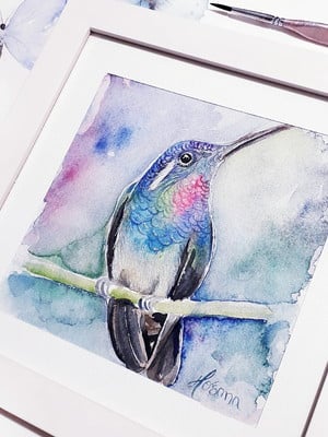 Pintura em aquarela - passarinho