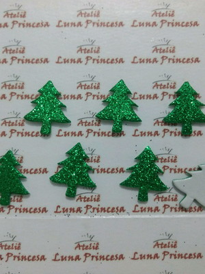 *aplique adesivado eva glitter: mini coqueiro 150 unidades*