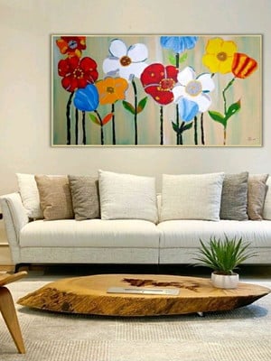 Quadro abstrato moderno horizontal pintado brasilia
