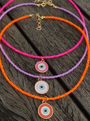 Colar chocker olho grego 3 unidades - personalizado
