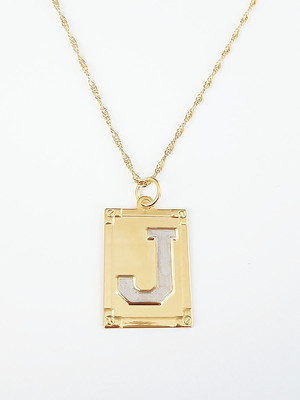 Colar pingente letra inicial j folheado ouro 18k. c1pj19