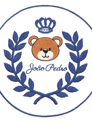 Brasão termocolante ursinho coroa nome