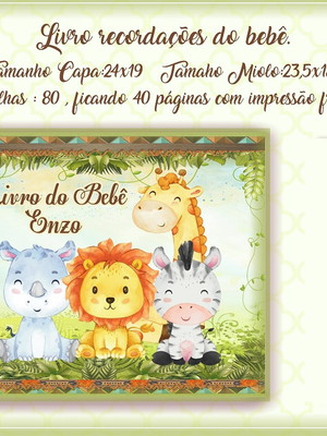 Livro do bebê personalizado tema safari