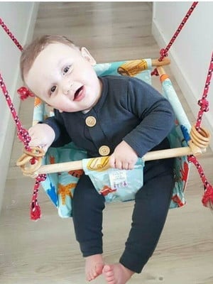 Kit balanço infantil em tecido e madeira + cadeira-soninho