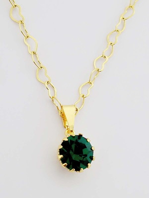 Corrente pingente cristal verde folheado ouro 18k. c2p255