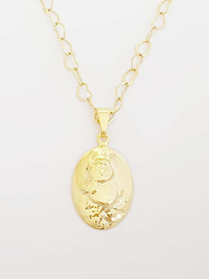 Corrente pingente piu-piu folheado ouro 18k. c2p513