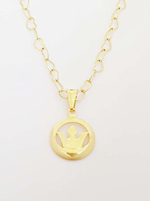 Corrente pingente coroa folheado ouro 18k. c2p514