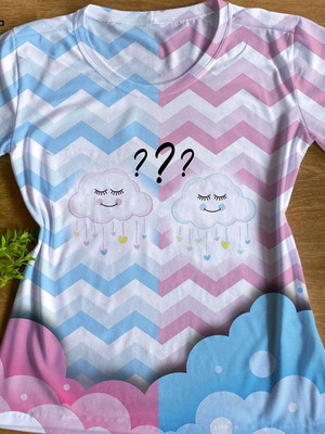 Camiseta adulto unissex chá revelação nuvem cute