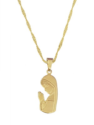 Cordão pingente santo anjo folheado ouro 18k. c1p1019