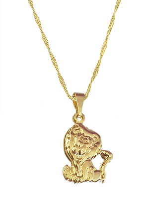 Cordão pingente leão folheado ouro 18k. c1p1020