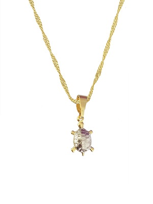 Cordão pingente tartaruga folheado ouro 18k. c1p1021