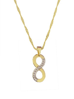 Cordão pingente infinito folheado ouro 18k. c1p1022