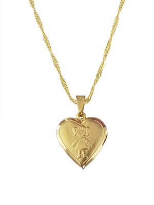 Cordão pingente menina coração folheado ouro 18k. c1p1037