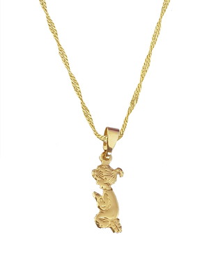 Cordão pingente menina anjo folheado ouro 18k. c1p1039