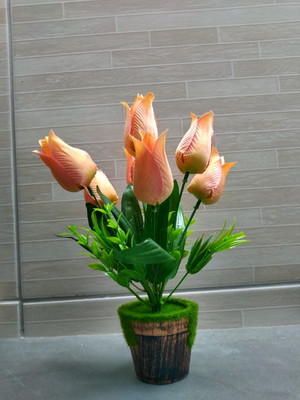 Arranjo tulipas salmon artificial