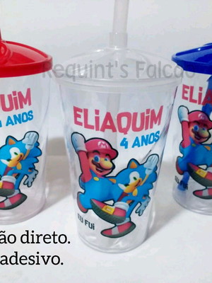 Copo twister 500ml super mario vs sonic