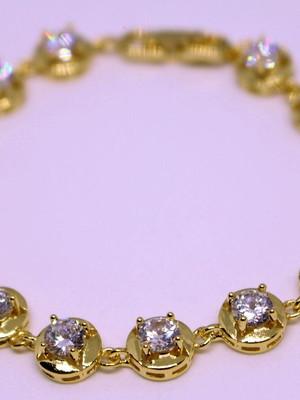 Pulseira bracelete 18.5cm riviera zirconias banhado ouro
