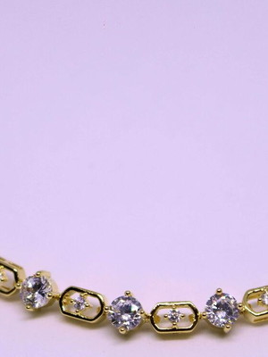Pulseira bracelete 19cm riviera banhado ouro