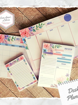 Desk planner - kit de blocos mensal, semanal, diário
