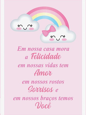 Kit com 3 quadro infantil bebê nuvem de amor