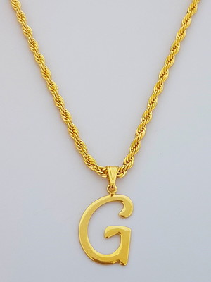 Cordão baiano 45 cm pingente letra g folheado ouro 18k. c7g1