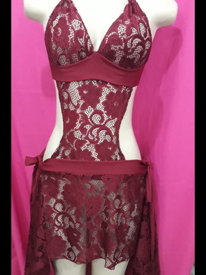 Conjunto renda com barrigueira de uso opcional